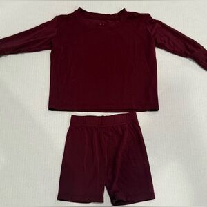 Bubble Baby Bamboo Lounge Set 12–18M Burgundy Long Sleeve Top & Shorts